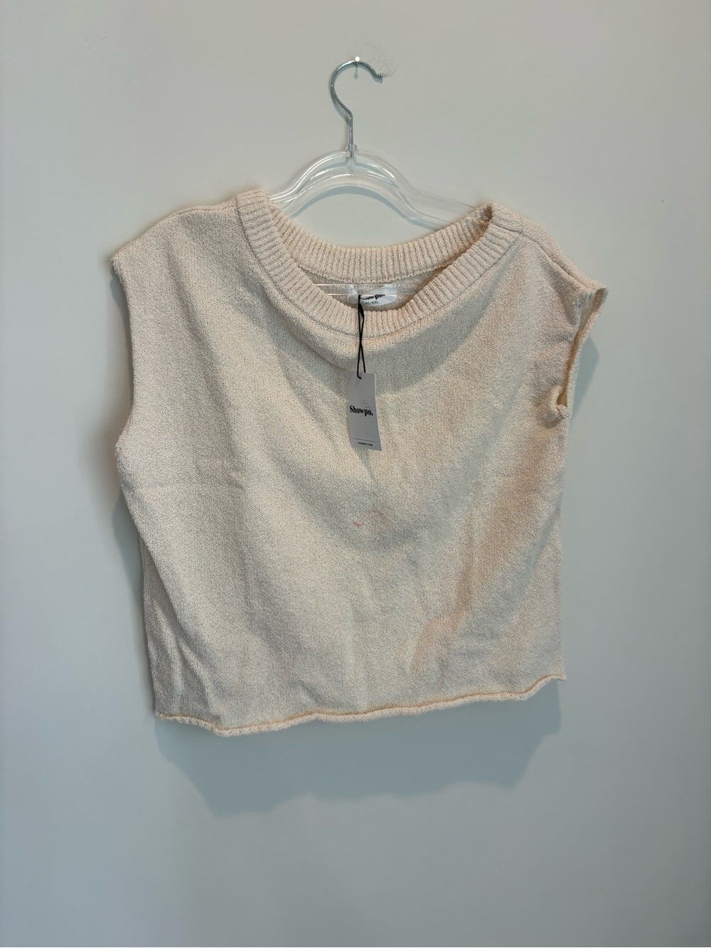 Showpo Cream Sleeveless Knit Tank